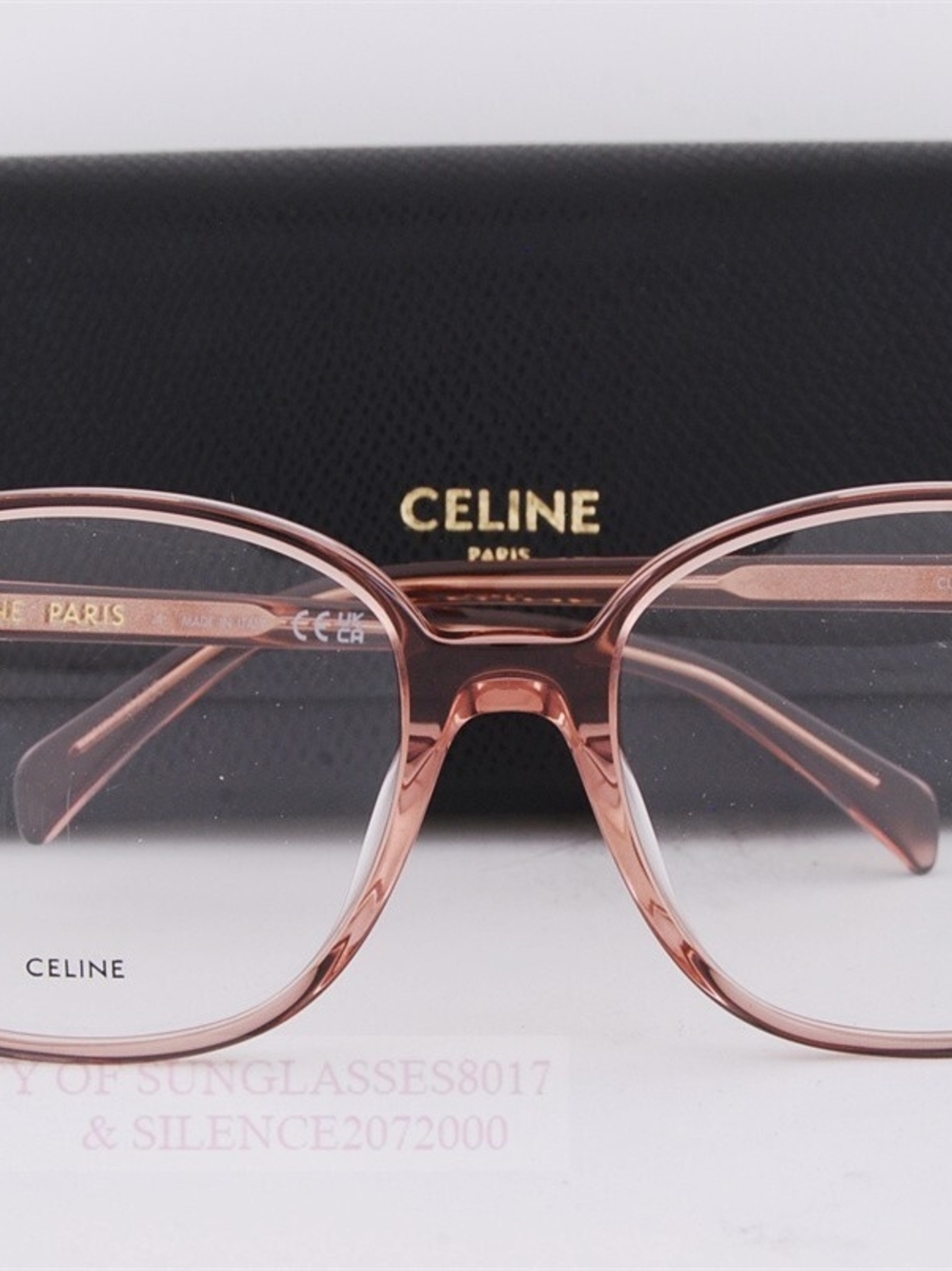 Nwt Authentic Celine Women's Rose-Tinted Transparent Optical Glasses